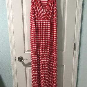 Striped Maternity Long Maxi Dress